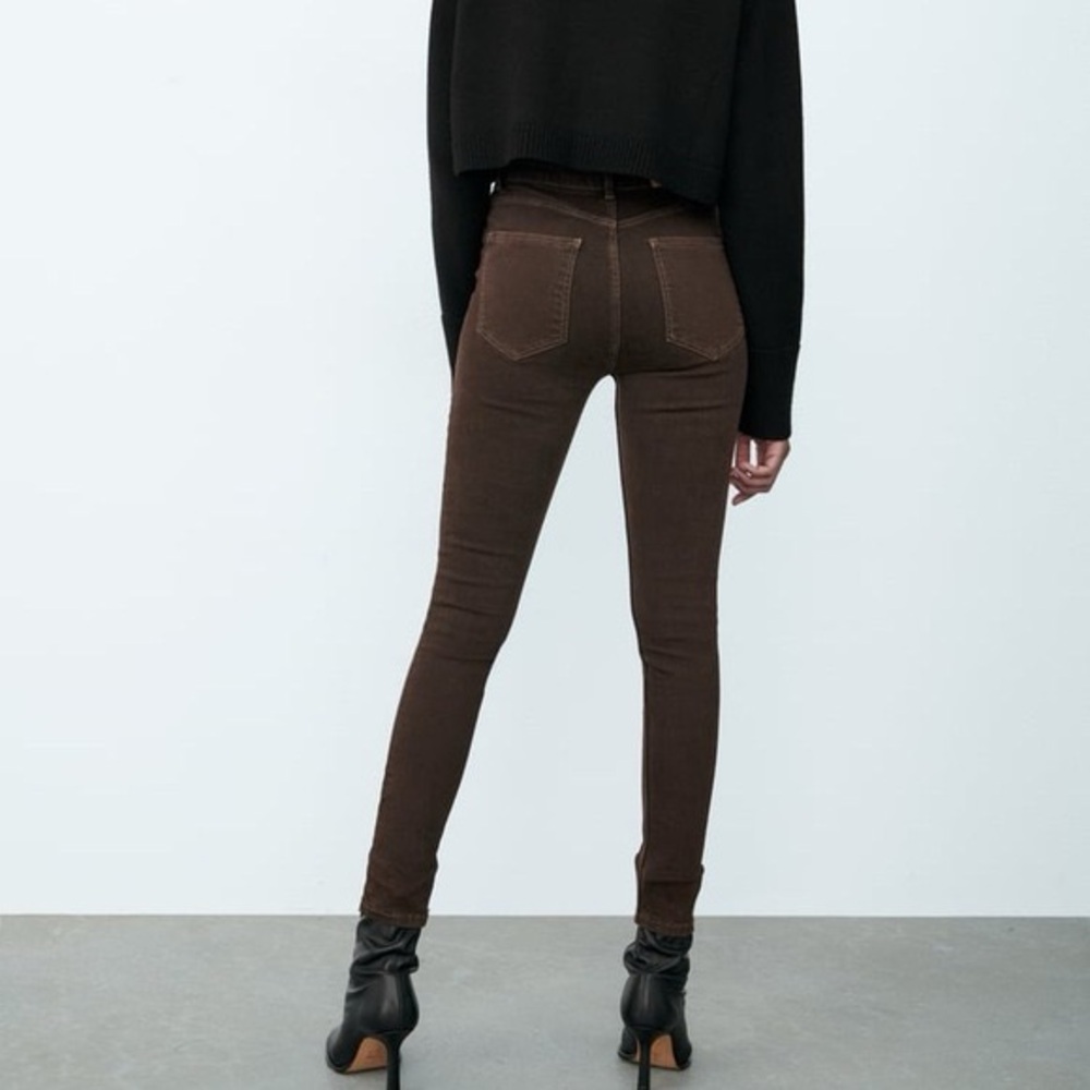 Zara Dark Brown High Waist Sculpt Skinny Jean Chocolate Brown Minimalist Western